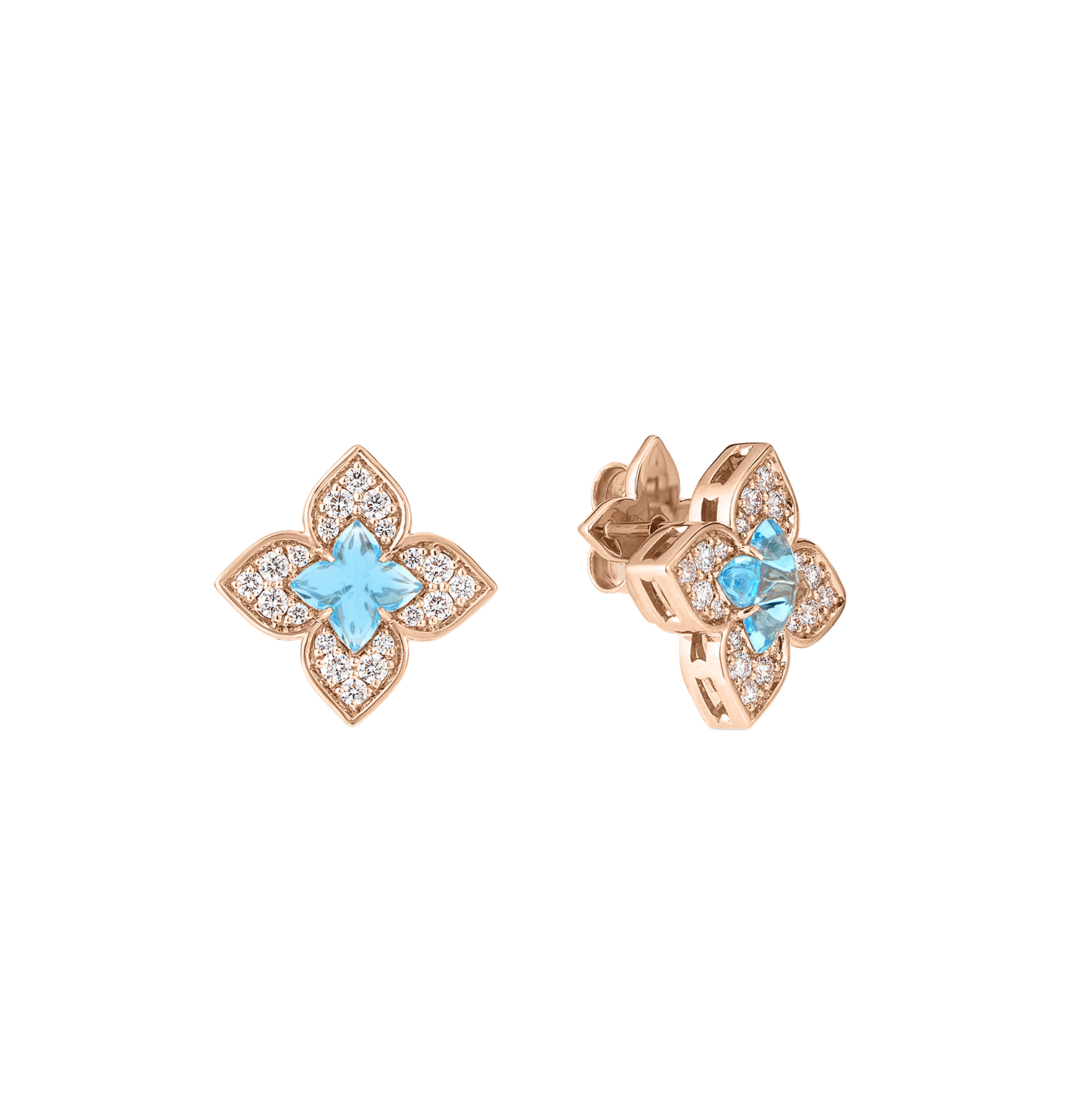 Roberto Coin Venetian Princess Blue Topaz and Diamond Earrings in Rose Gold
